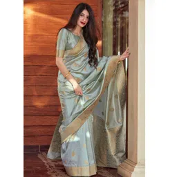 CANBIA Woven Design Zari Silk Blend Banarasi Saree-picture-40