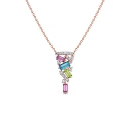 CANDERE A KALYAN JEWELLERS COMPANY 18Kt Gold Rainbow 0.18 Ct Diamond Pendant Necklace-3.2g-picture-26