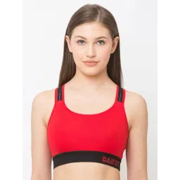 Candyskin Red & Black Non Wired Full Coverage Sports Bra-picture-22