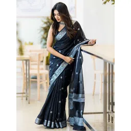 CaniBani Black Cotton Blend Banarasi Sarees-picture-38
