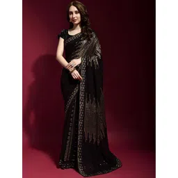 CaniBani Embellished Sequinned Pure Georgette Heavy Work Saree-picture-40