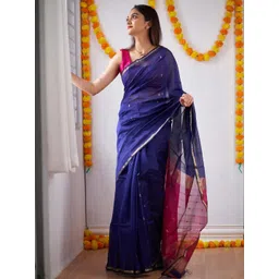 CaniBani Pink Silk Blend Banarasi Sarees-picture-24