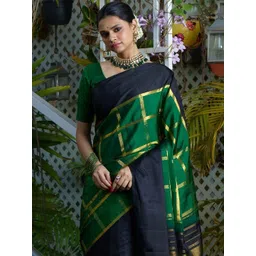 CaniBani Woven Design Zari Silk Blend Banarasi Saree-picture-31