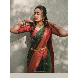 CaniBani Woven Design Zari Silk Blend Banarasi Saree-picture-10