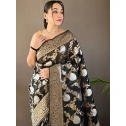 CaniBani Woven Design Zari Silk Blend Banarasi Saree-picture-38