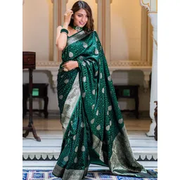 CaniBani Woven Design Zari Silk Blend Banarasi Saree-picture-11