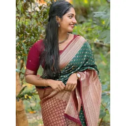 CaniBani Woven Design Zari Silk Blend Banarasi Saree-picture-14