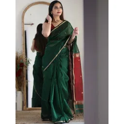 CaniBani Woven Design Zari Silk Blend Banarasi Saree-picture-29