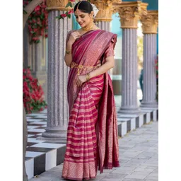 CANIZZARO Ethnic Motifs Woven Design Zari Banarasi Saree-picture-14