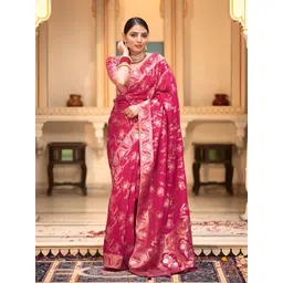 CANIZZARO Ethnic Motifs Woven Design Zari Banarasi Saree-picture-35