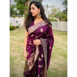 CANIZZARO Ethnic Motifs Zari Jacquard Silk Banarasi Saree-picture-26