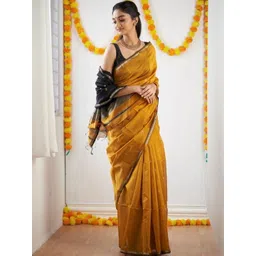CANIZZARO Floral Printed Woven Design Zari Banarasi Saree-picture-10