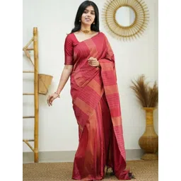 CANIZZARO Women Striped Woven Design Banarasi Saree-picture-12
