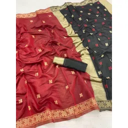 CANIZZARO Women Woven Design Zari Banarasi Saree-picture-14