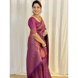 CANIZZARO Woven Design Zari Silk Blend Handloom Banarasi Saree-picture-15