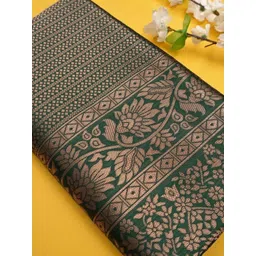 CANIZZARO Woven Design Zari Silk Blend Handloom Banarasi Saree-picture-32