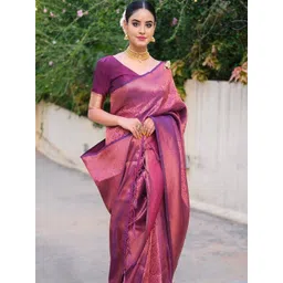 CANIZZARO Woven Design Zari Silk Blend Handloom Banarasi Saree-picture-18