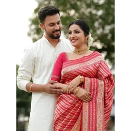 CANIZZARO Woven Design Zari Silk Blend Handloom Banarasi Saree-picture-29