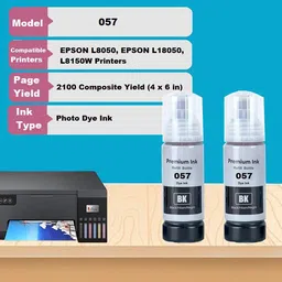 canoff 057 High Quality Refill Ink for Epson L8050, L18050 Printer (70gm x 2Black) Black - Twin Pack Ink Bottle image 3