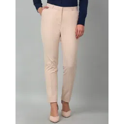 Cantabil Beige Cotton Lycra Regular Fit Mid Rise Trousers-picture-19