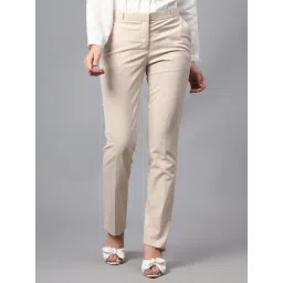 Cantabil Beige Cotton Lycra Regular Fit Mid Rise Trousers-picture-15
