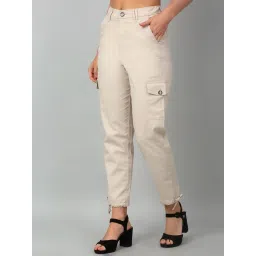 Cantabil Beige Cotton Regular Fit Mid Rise Cargo Pants image 3