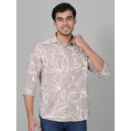 Cantabil Beige Cotton Regular Fit Printed Shirt-picture-44