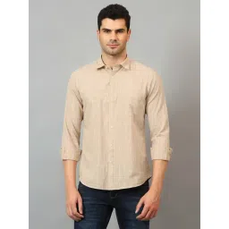 Cantabil Beige Regular Fit Check Shirt-picture-25