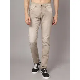 Cantabil Beige Regular Fit Lightly Washed Jeans-picture-48