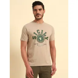 Cantabil Beige Regular Fit Printed T-Shirt-picture-27