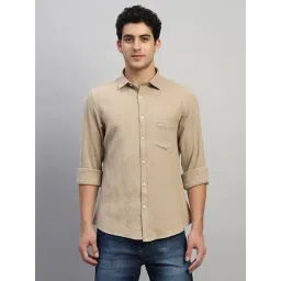 Cantabil Beige Regular Fit Self Design Design Casual Shirt-picture-26