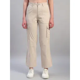 Cantabil Beige Regular fit Solid Cargo Trousers-picture-21
