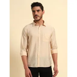 Cantabil Beige Regular Fit Solid Casual Shirt-picture-10