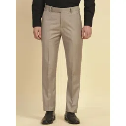 Cantabil Beige Regular Fit Solid Formal Trousers-picture-38