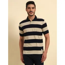 Cantabil Beige Regular Fit Striped Polo T-Shirt-picture-16