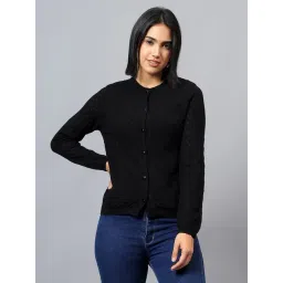Cantabil Black Jacquard Full Sleeves Sweaters-picture-18