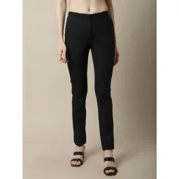 Cantabil Black Mid Rise Flat Front Trousers-picture-42