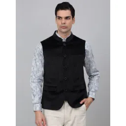 Cantabil Black Polyester Regular Fit Solid Waistcoat-picture-29