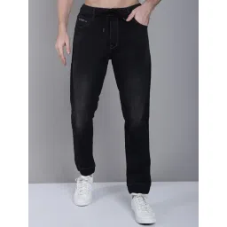 Cantabil Black Regular Fit Lightly Washed Jogger Jeans-picture-14