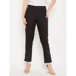 Cantabil Black Regular Fit Mid Rise Trousers-image-44