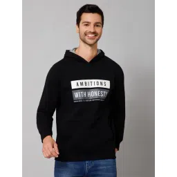 Cantabil Black Regular Fit Printed Hooded Sweatshirt-picture-19