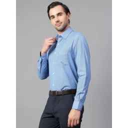 Cantabil Blue Cotton Regular Fit Checks Shirt image 3
