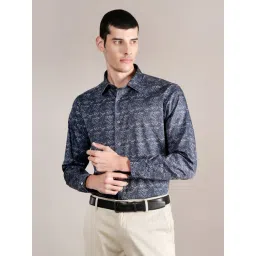 Cantabil Blue Cotton Regular Fit Printed Shirt-picture-27