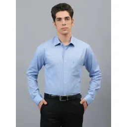 Cantabil Blue Cotton Regular Fit Self Formal Shirt-picture-30