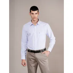 Cantabil Blue Cotton Regular Fit Striped Shirt-picture-43