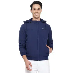Cantabil Blue Regular Fit Hooded Jacket-picture-16