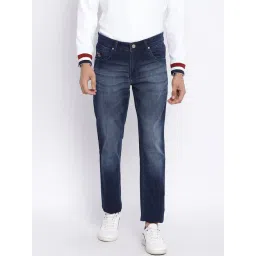 Cantabil Blue Regular Fit Lightly Washed Jeans-picture-23