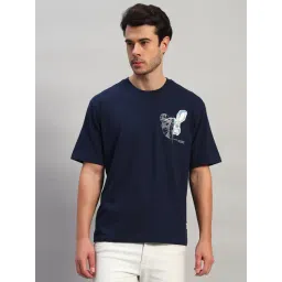 Cantabil Blue Regular Fit Printed T-Shirt-picture-46