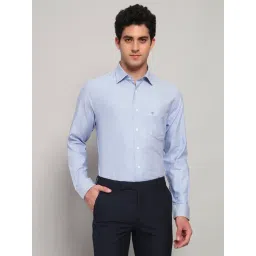Cantabil Blue Regular Fit Self Design Design Formal Shirt-picture-37