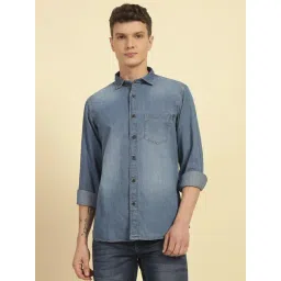 Cantabil Blue Regular Fit Solid Casual Shirt-picture-29